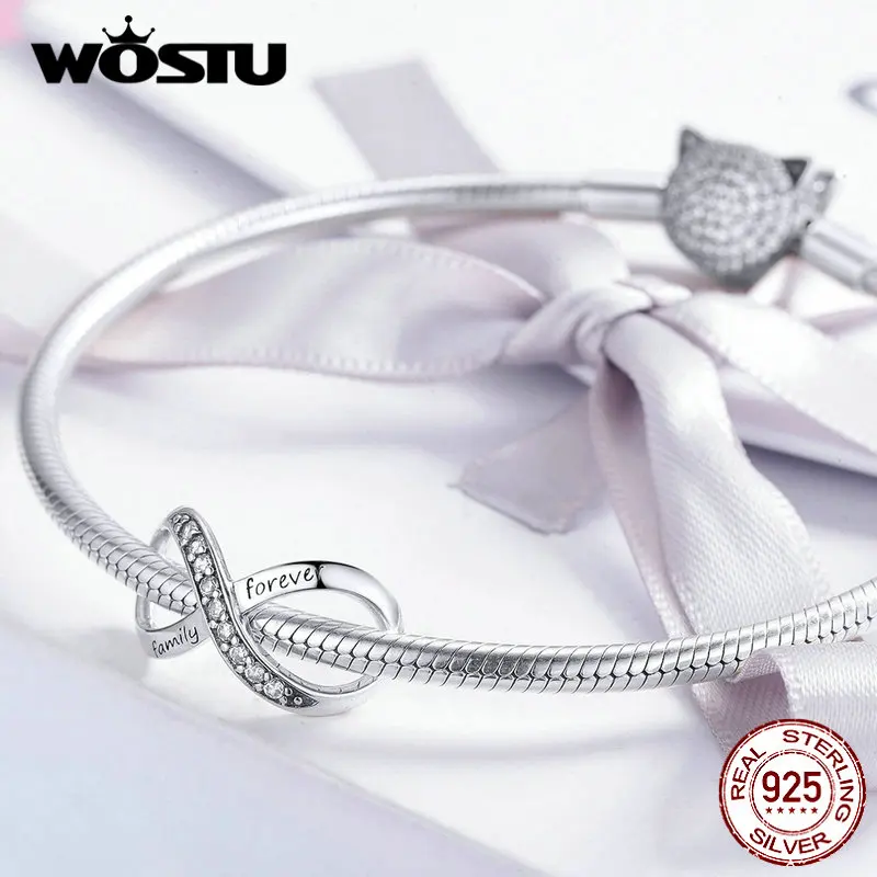 Женский браслет WOSTU из стерлингового серебра 925 пробы с крестом для всей семьи