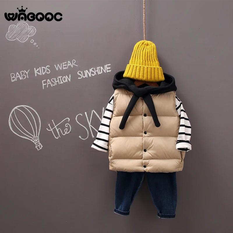 WABOOC/новый детский вязаный хлопковый жилет с капюшоном для мальчиков и девочек