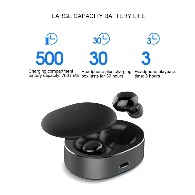 GYKZ Мини Bluetooth 5,0 наушники невидимые Беспроводные спортивные музыкальные легкие портативные наушники высокой емкости 360 градусов вращающиеся наушники