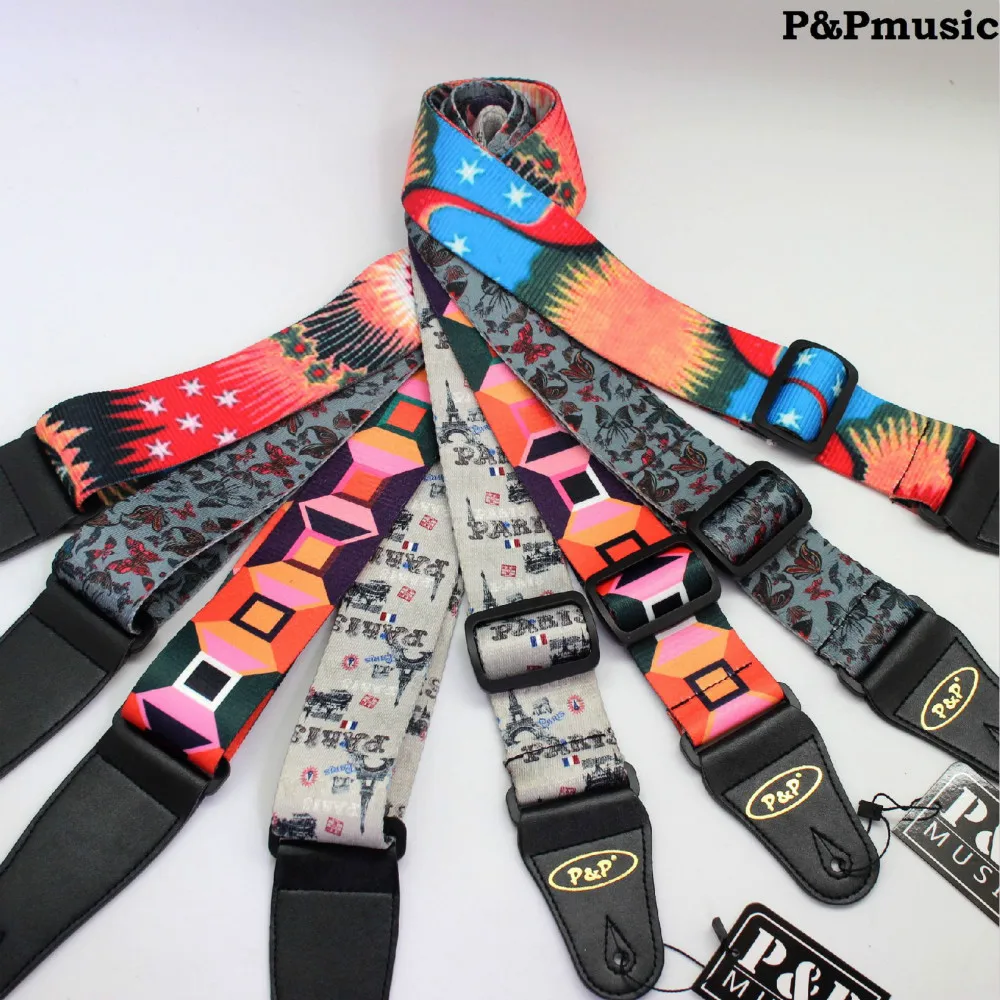 

Foreign Trade New P & P Guitar Straps Thermal Transfer Electric Folk Guitar Straps 150cm*5cm