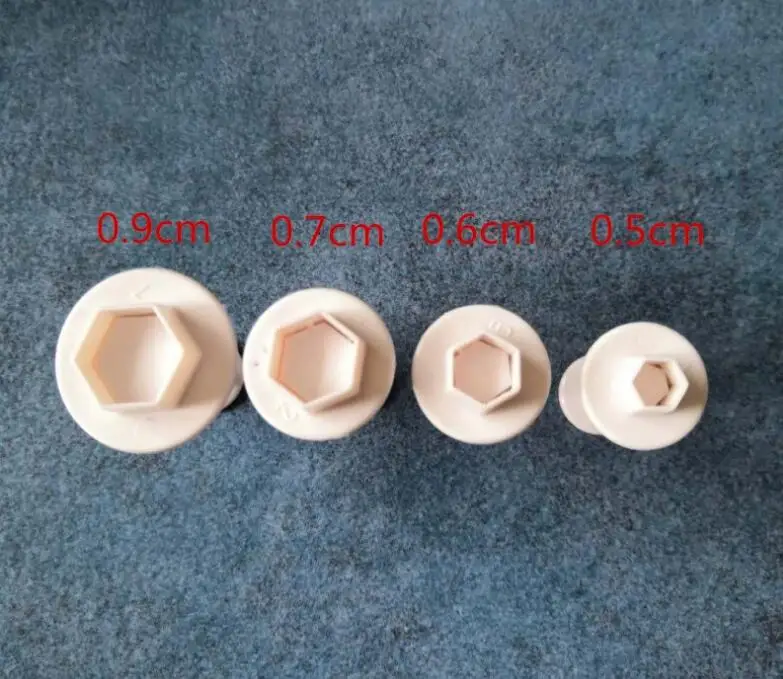 4pcs Hexagon Геометрический цветок Плунжер для сахарной мастики Формочки резак печенья инструменты для украшения торта инструменты для украшения Рождественского торта GYH - Цвет: 4pcs Hexagon