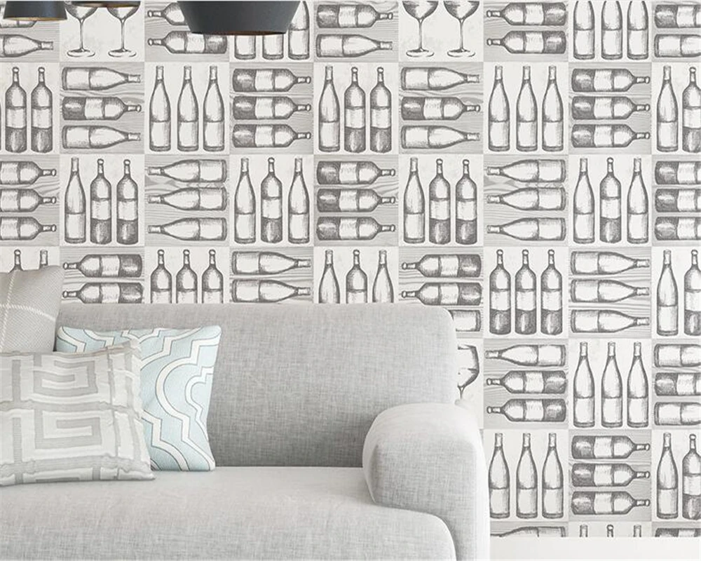 

beibehang Wallpaper Nordic style modern minimalist wine bottle wine glass decorative mural bar restaurant hotel background mural
