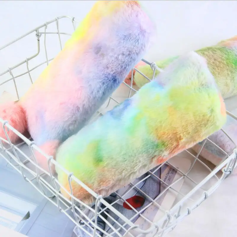 Радужный плюшевый чехол для карандашей девочек милый большой ручек и