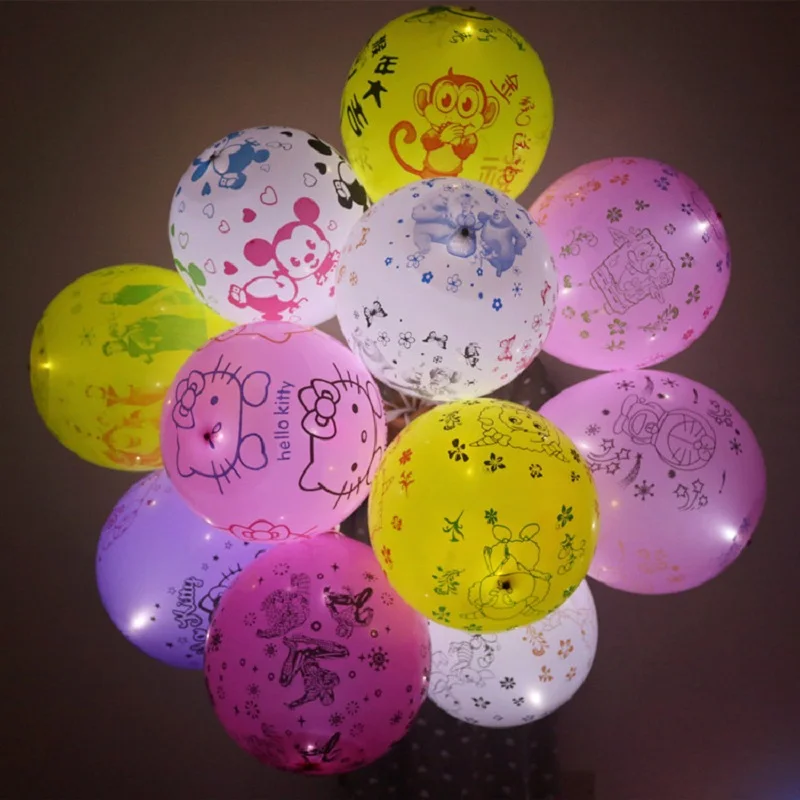 20 шт. 12 дюймовые латексные милые светодиодные лампы шары красочные Мультяшные