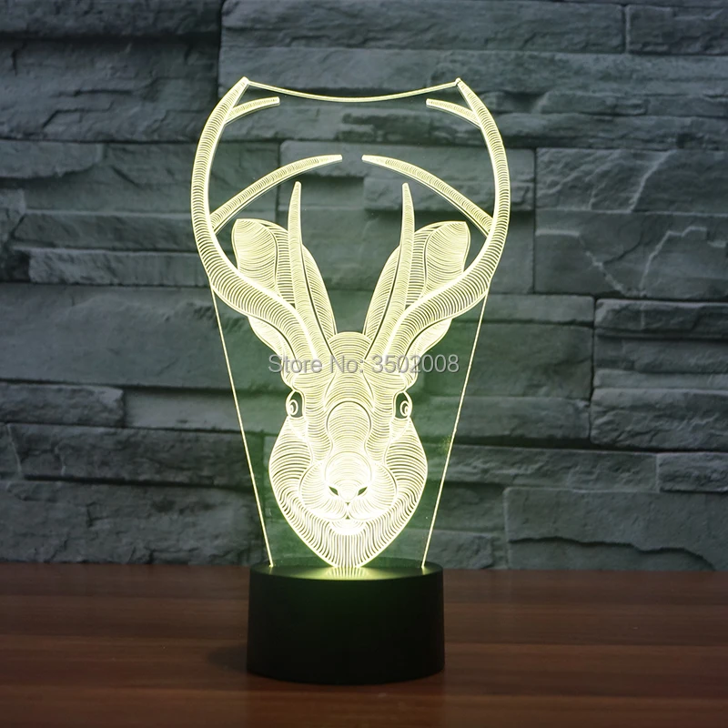 Милый мультфильм лося Форма LED Многоцветный волшебный ночник USB кабель как Дети