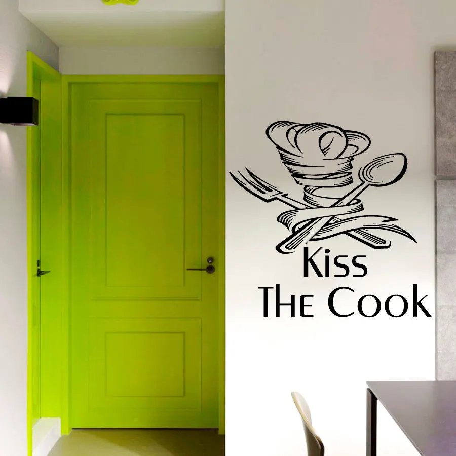 Настенные наклейки Kiss The Cook водостойкие съемные на стену из ленты для домашнего