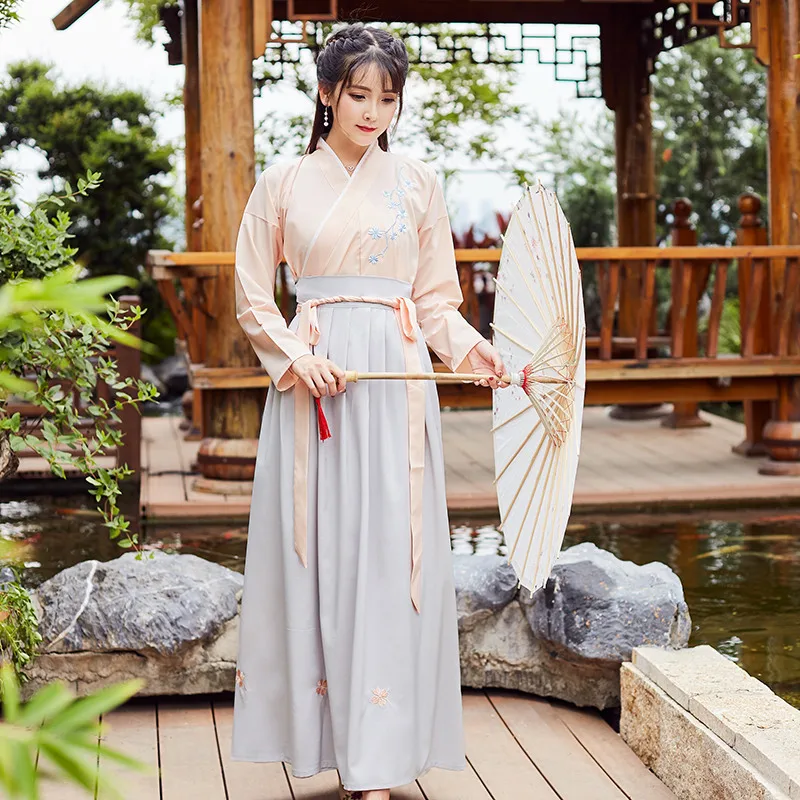 as picture Женский китайский стиль Hanfu платье традиционный Древний костюм народный танец представление одежда династии Хань Классическая танцевальная одежда - Цвет: as picture