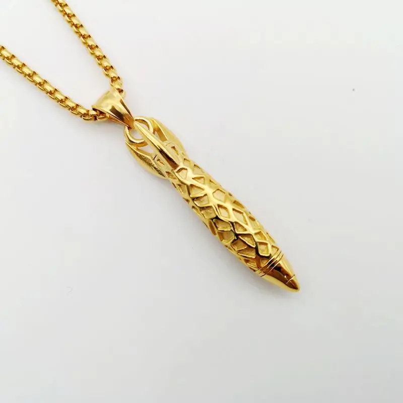 Ожерелье мужское из нержавеющей стали с подвеской-торпедой гравировка в форме