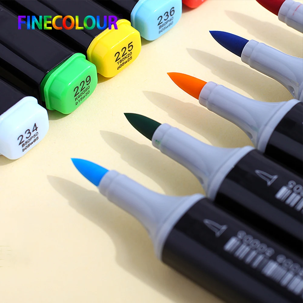 Finecolour 12 шт. двухсторонние перманентные чернила на спиртовой основе маркеры манги