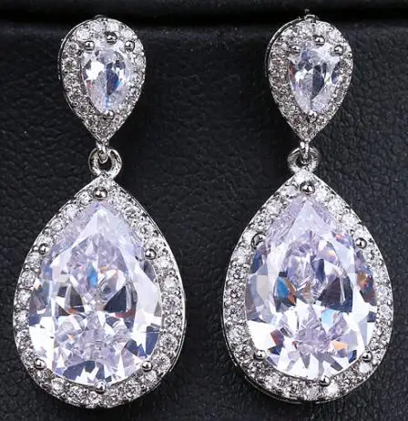 silver EMMAYA, изящные серьги-капли с кубическим цирконием для женщин, модные свадебные украшения, подарок, вечерние - Окраска металла: silver