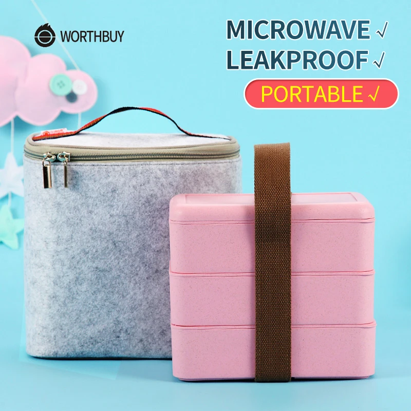 WORTHBUY японский микроволновый Ланч бокс для детей портативный герметичный ящик
