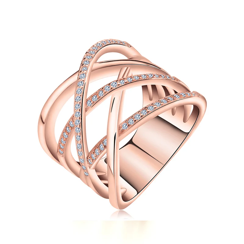 Rose Gold Plated Effie queen Коктейльные Вечерние кольца на палец, Трендовое серебряное/розовое золото, кольца с кубическим цирконием, ювелирные изделия для женщин, свадебный подарок DR85 - Цвет основного камня: Rose Gold Plated