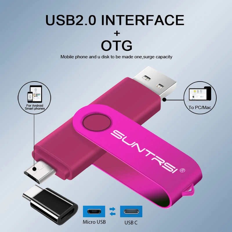 Suntrsi флеш диск usb 2 0 64 ГБ 128 Тип C многофункциональная 32 OTG Металлическая карта 16