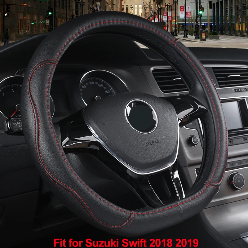 d shape car steering wheel cover volant pu leather for suzuki swift 2018 2019 braid on the steering wheel auto car accessories free global shipping