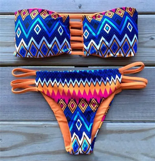 2016 новый бахрома Комплект бикини Купальники сексуальный печати груза падения