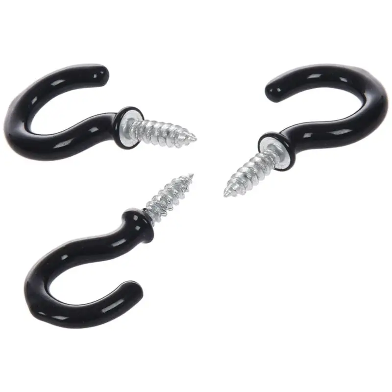 1.1&quotCup Mug Hooks Shouldered Metal Screw-in plastic coated Hanging black 25pcs | Обустройство дома