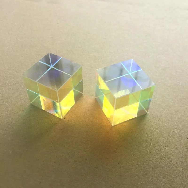 23*23*23mm K9 Cube Defective Cross Dichroic Prism RGB Combiner Splitter Glass Decor Square Cube RGB Teaching Tools Decoration