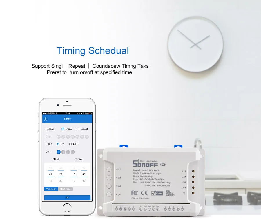 Sonoff 4CH R2 Advanced Smart Switch 4 канала 250 В 10A Wifi Пульт дистанционного управления для бытовой техники