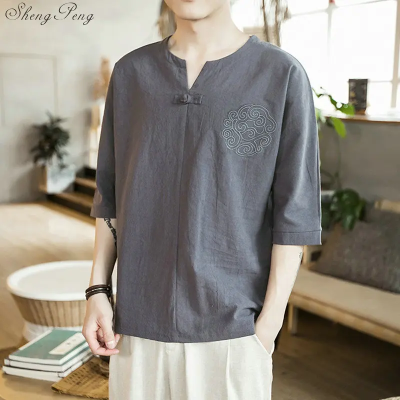 Traditional chinese shirts for men summer style garment traditional clothes shirt Q048 | Тематическая одежда и униформа