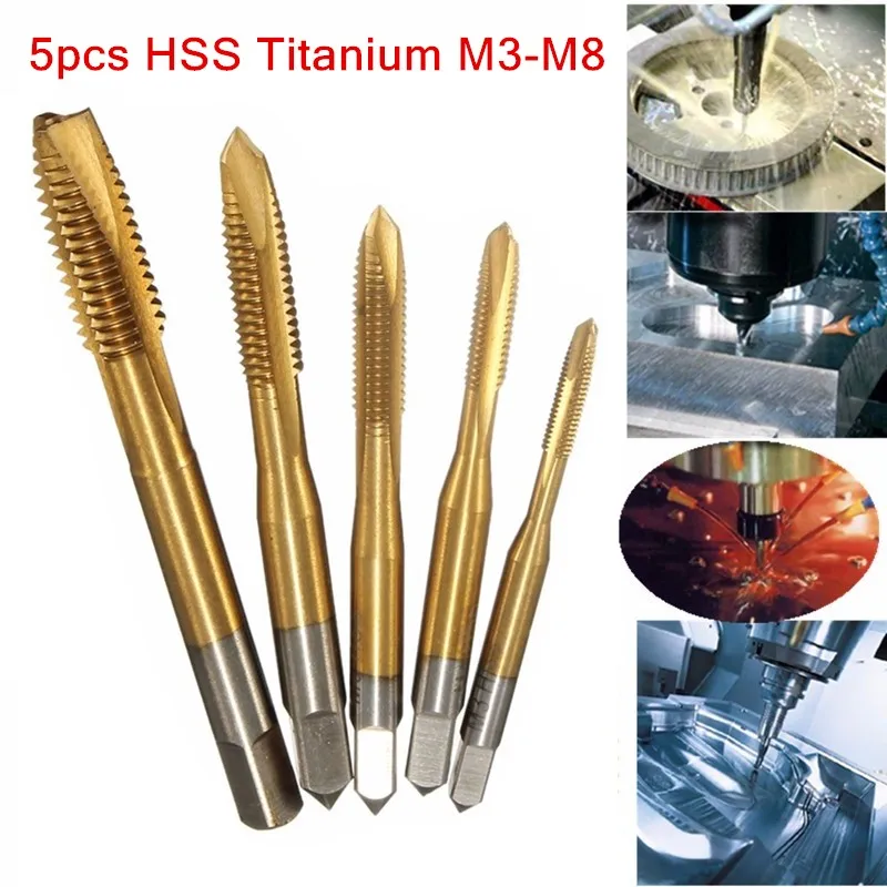 5 шт./компл. заостренный резьбовой формовочный кран с титановым покрытием Hss
