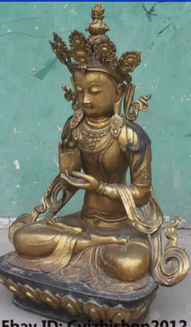 

Tibet Buddhism Bronze Gilt Seat White Tara Kwan-Yin Goddess Buddha Statue
