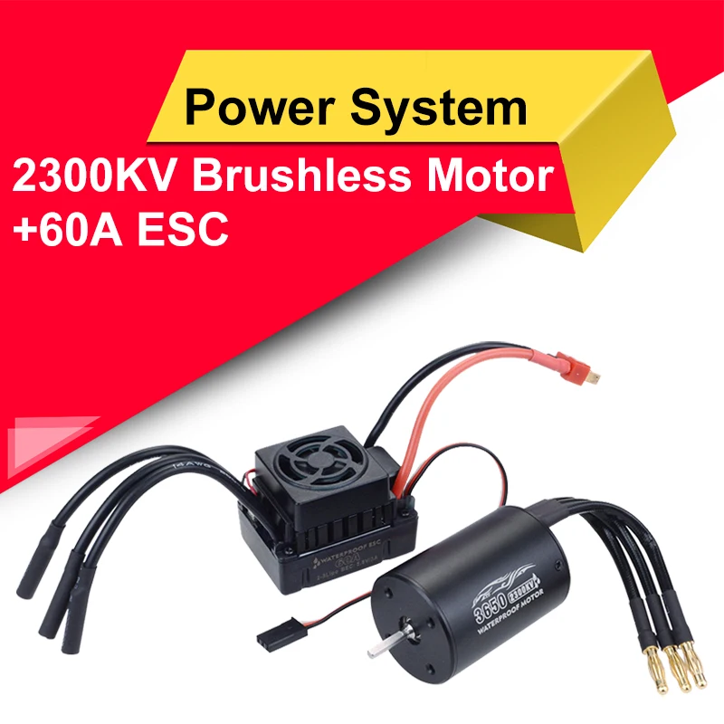 

3650 2300KV/3100KV/3900KV Brushless Motor Sensorless Waterproof 3.175mm+60A ESC For 1/8 RC Drift Racing Off-road Car Truck