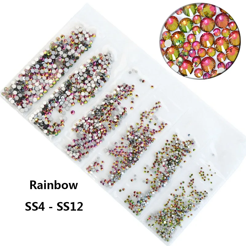 rainbow Мульти-размер 1700 шт стеклянные стразы украшения для ногтей swarovsky ногтей кристалл страз амулеты смешанные размеры стразы набор - Цвет: rainbow