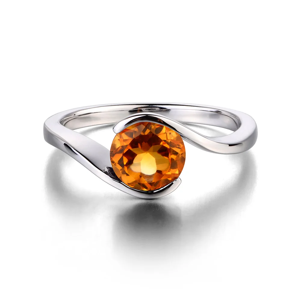 Женское кольцо из серебра карата с натуральным Цитрином | Украшения и аксессуары