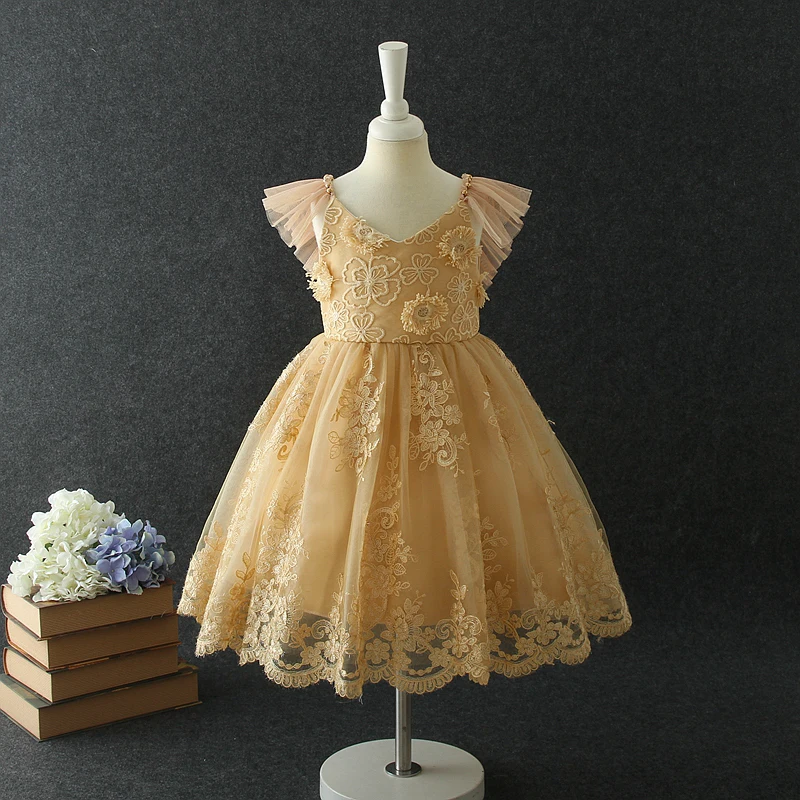 2019 New Summer Flower Dress Children Embroidered Backless Girls Dresses Princess Piano Prom Pageant Brithday Party Robe Fille | Детская