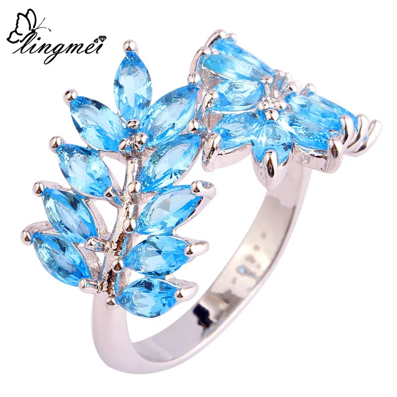 Женское кольцо с синим фианитом размеры 7 8 9 10|ring size|women ringsring wholesale |