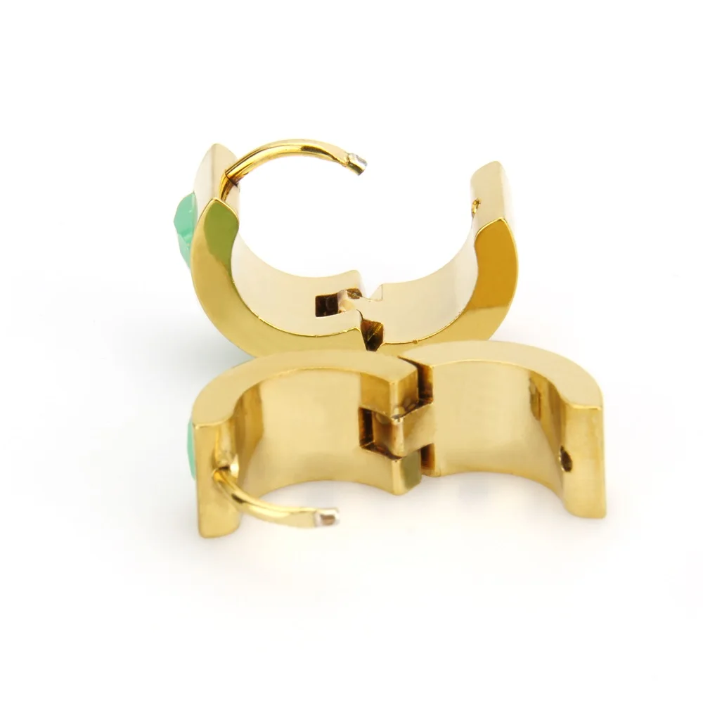 Женские серьги кольца из нержавеющей стали с фианитом|fashion hoop earrings|hoop earringsmulticolor