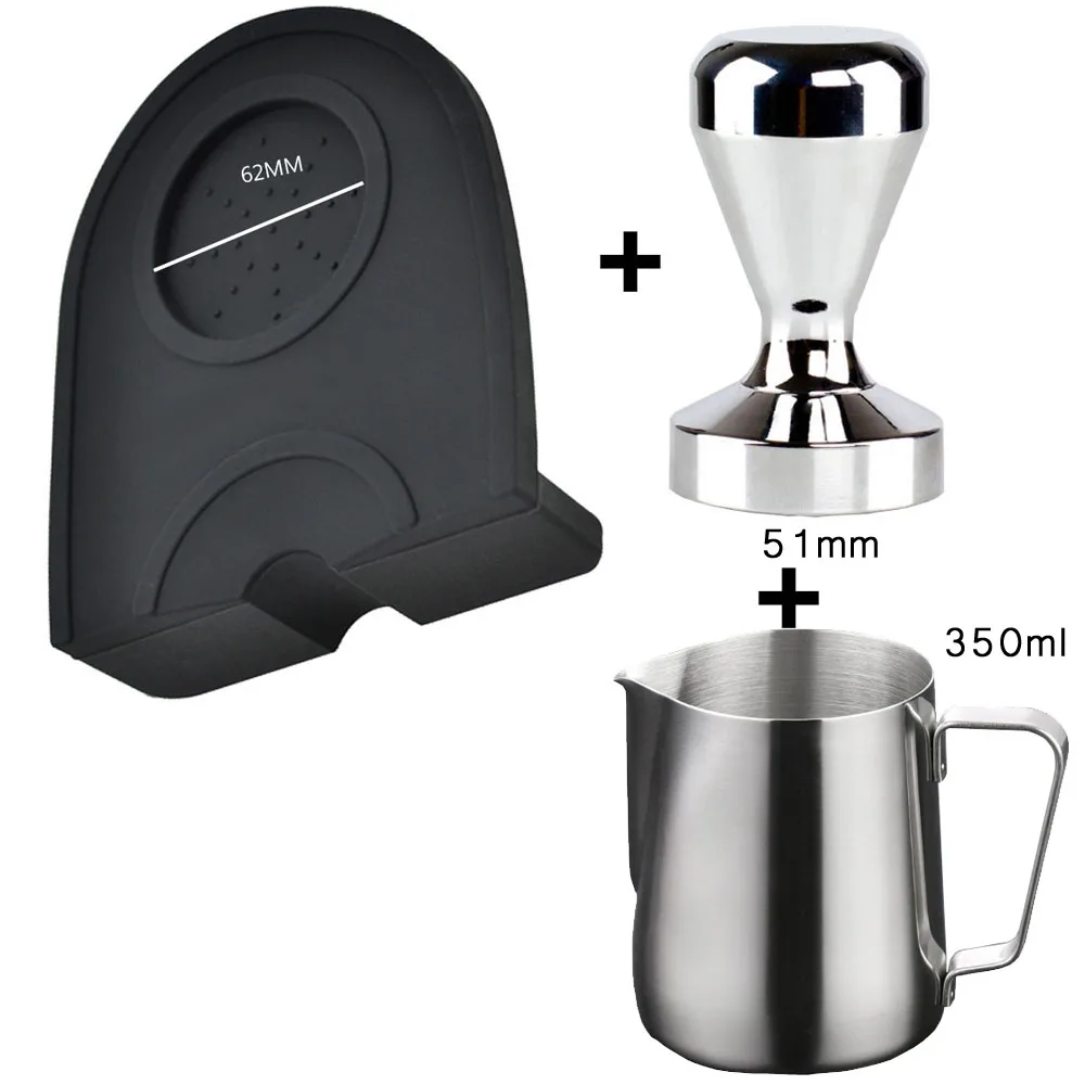 Tamper Mat 350mlCup Силиконовый коврик для кофе, ручка из нержавеющей стали, чашка для ушей, молочный кувшин, вытяжной цветок, кофейная пена, спрей, шаблон из нержавеющей стали, Темпер для кофе - Цвет: Tamper Mat 350mlCup