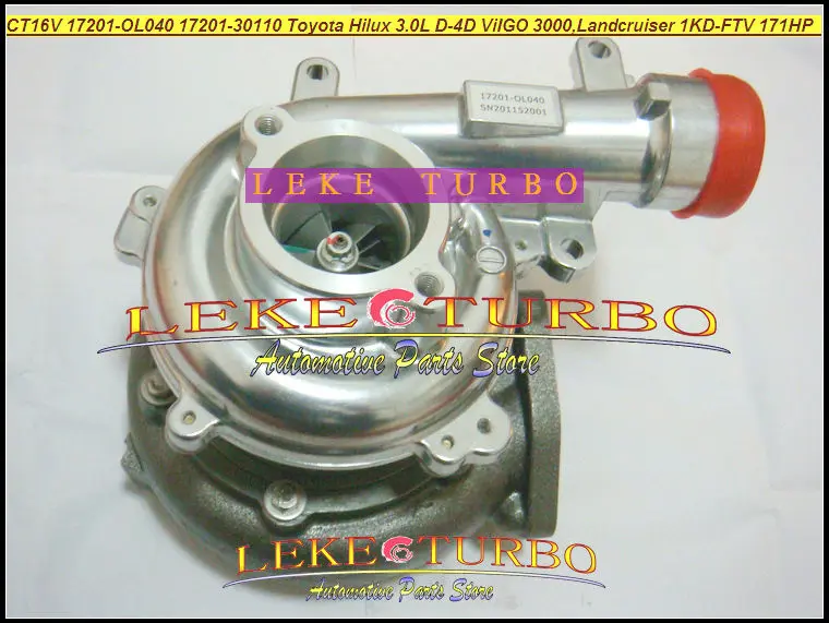 Бесплатная доставка Турбокомпрессор CT16V 17201-OL040 17201-30110 для TOYOTA Landcruiser HI-LUX Hilux ViIGO 3000