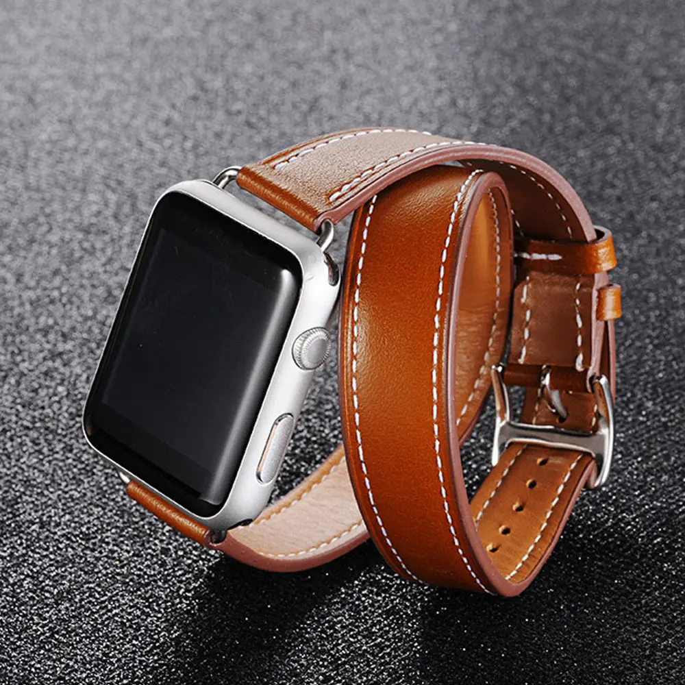 Aivtalk ремешок из натуральной кожи для Apple Watch 42 мм 38 часов браслет двойная петля iwatch