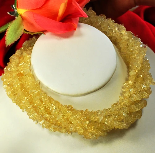 Очаровательные 8 нитей натуральный желтый шарик тумблер застежка ожерелье 17&quot |