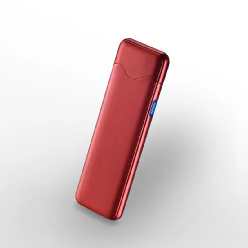 red Usb Электронная зарядка Зажигалка ультра-тонкий ветрозащитный сенсорный индукционный мужской и женский прикуриватель Прямая - Цвет: red