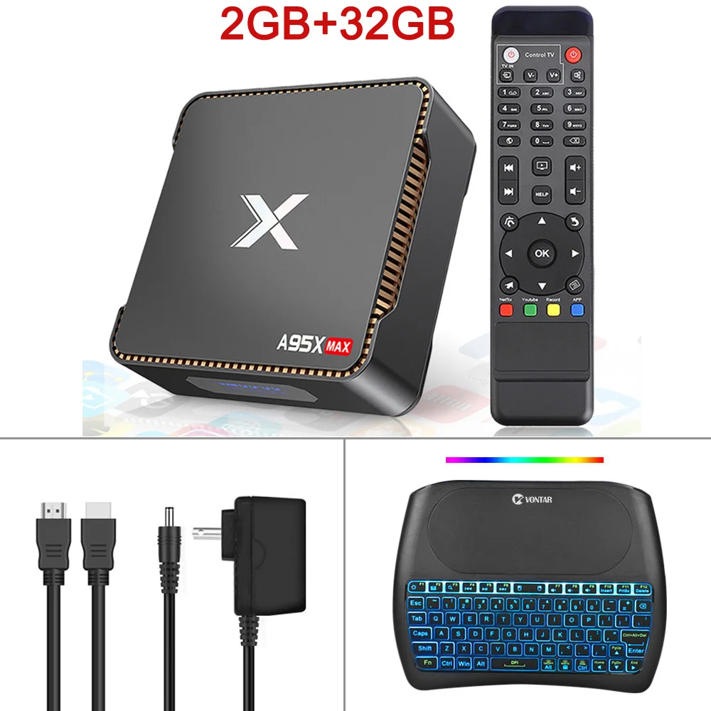 Запись видео Android 8,1 tv Box 4 ГБ ОЗУ 64 Гб четырехъядерный процессор Amlogic S905X2 двойной Wifi BT4.2 1000M H.265 4K 60pfs A95X MAX X2 - Цвет: 2G32G D8 keyboard