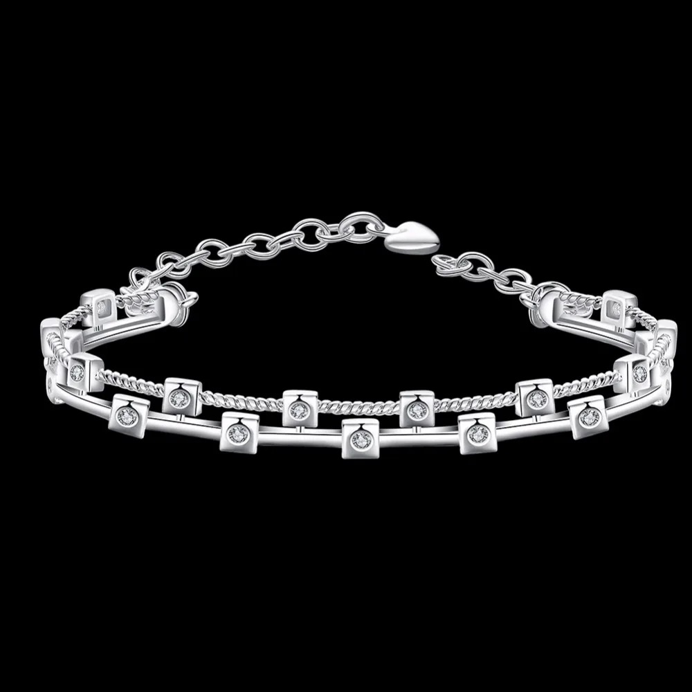 Kinitial Double Two Line Bracelets &amp Bangles with Austrian Zircon Luxury Twisted Bracelet Bangle Gift For Girls Lovely Bijoux | Украшения