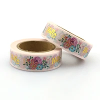 1pcs colorful floral foil washi tape hand tear decorative diy paper tape single sided adheisve craft washi