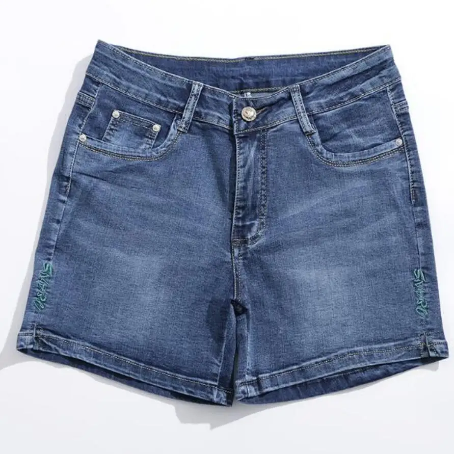 27 36 размера плюс с высокой талией женские джинсовые шорты Лето 2017 эластичные