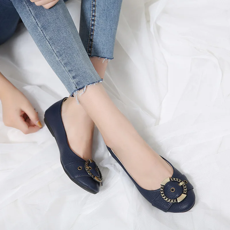 Для женщин Сладкий Туфли без каблуков 2018 Новой Англии Стиль обувь металлической