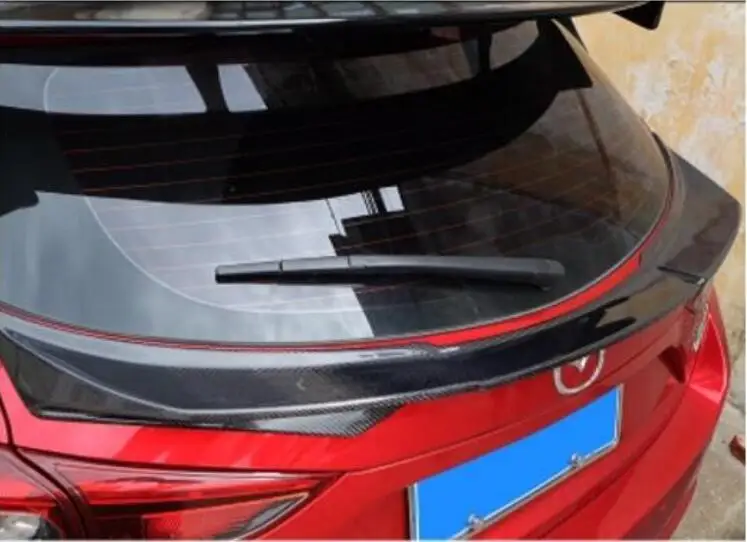 Углеродное волокно автомобиля задний багажник спойлер крыло пригодный для MAZDA 3