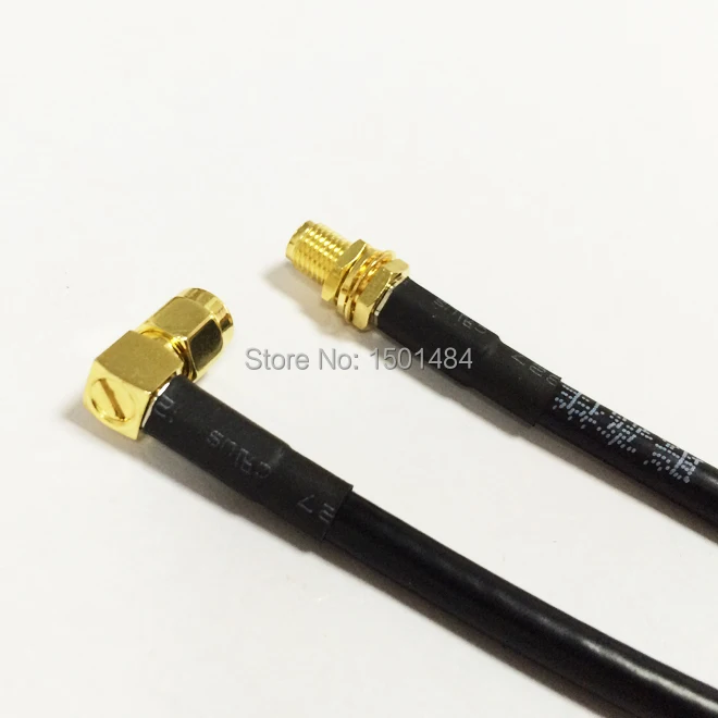 10pcs New  RP SMA  Female jack  Switch  SMA male plug Right Angle  Convertor pigtail cable RG58 Wholesale  50CM 20