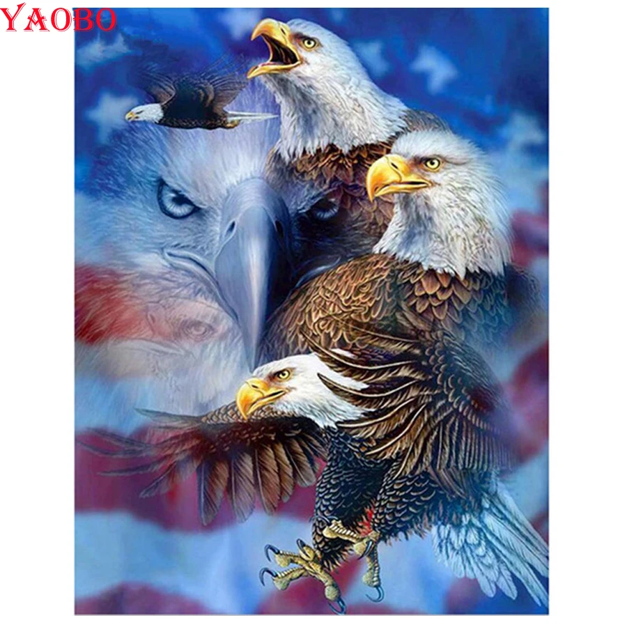 

5d diy diamond painting full square round drill mosaic diamond embroidery American flag eagle Cross stitch rhinestone pictures