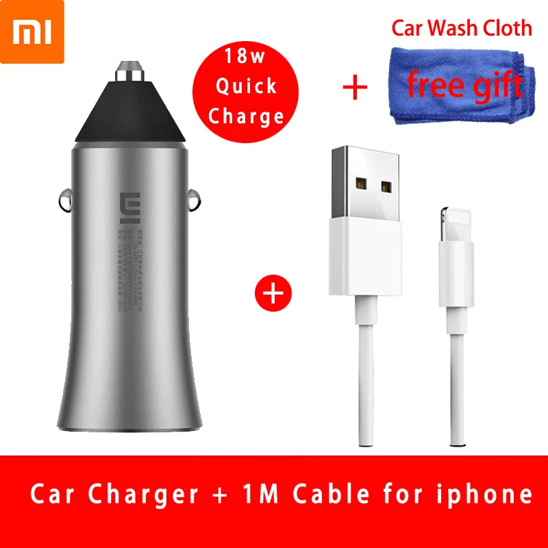 charger for iphone Оригинальное автомобильное зарядное устройство для Xiaomi 18 W Quick Charge mi металлический корпус Dual USB для мобильного iPhone samsung huawei Xiao mi Tablet быстрая зарядка - Тип штекера: charger for iphone