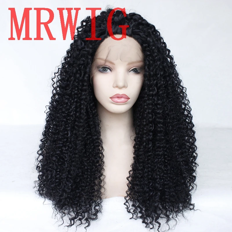 MRWIG афро кудрявый вьющиеся 26in 180% Плотность синтетические волосы на кружеве парик