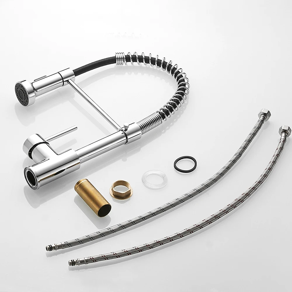 Хромированные латунные смесители для кухонной раковины Однорычажный Выдвижной