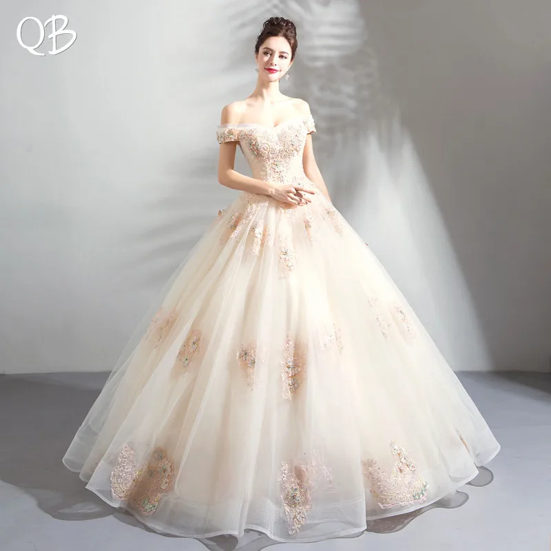 Empire Fluffy Cap Sleeve Tulle Lace Beading Flowers Luxury Wedding Dress 2019 New Fashion Bridal Dresses Gowns WE31 | Свадьбы и