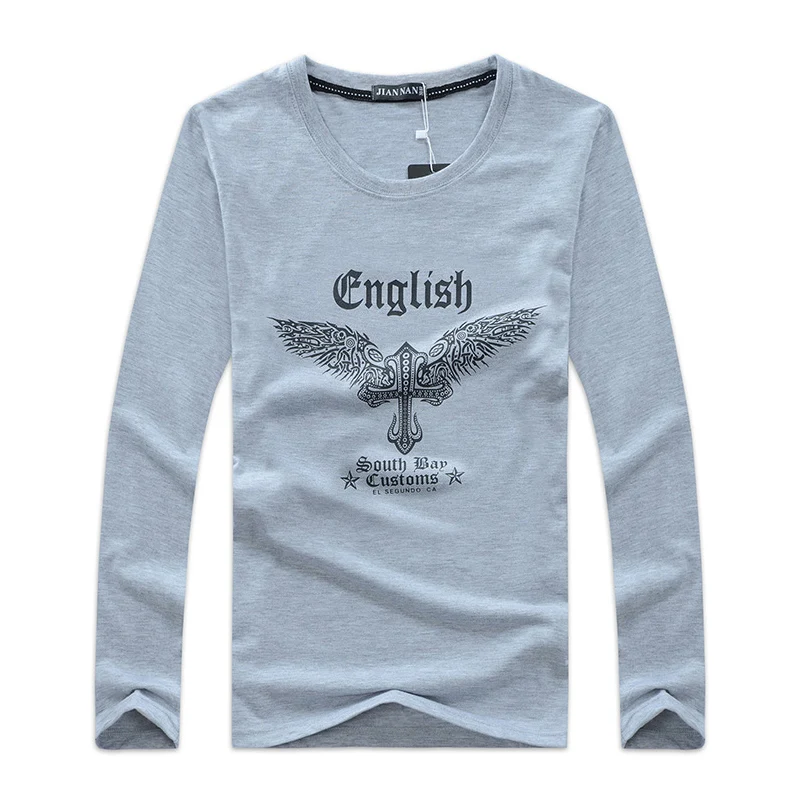 Мужская футболка с длинным рукавом и круглым вырезом