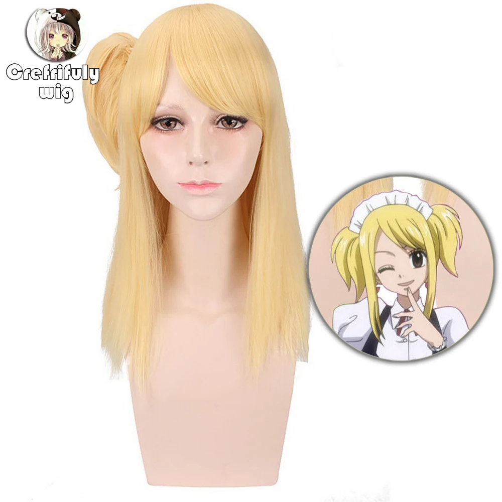 Fairy Tail Lucy lucyheartfilia/45 см прямые накладные волосы золотой костюмы для
